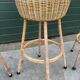 Set of four vintage rattan bar stools 1960 Nederland Design