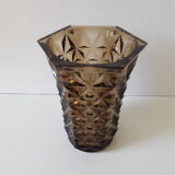 Vase gris en verre vintage