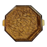 Plateau en verre fumé art déco
