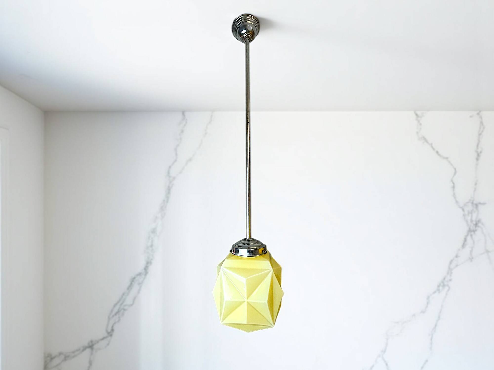 Art Deco  cream opaline glass pendant lamp