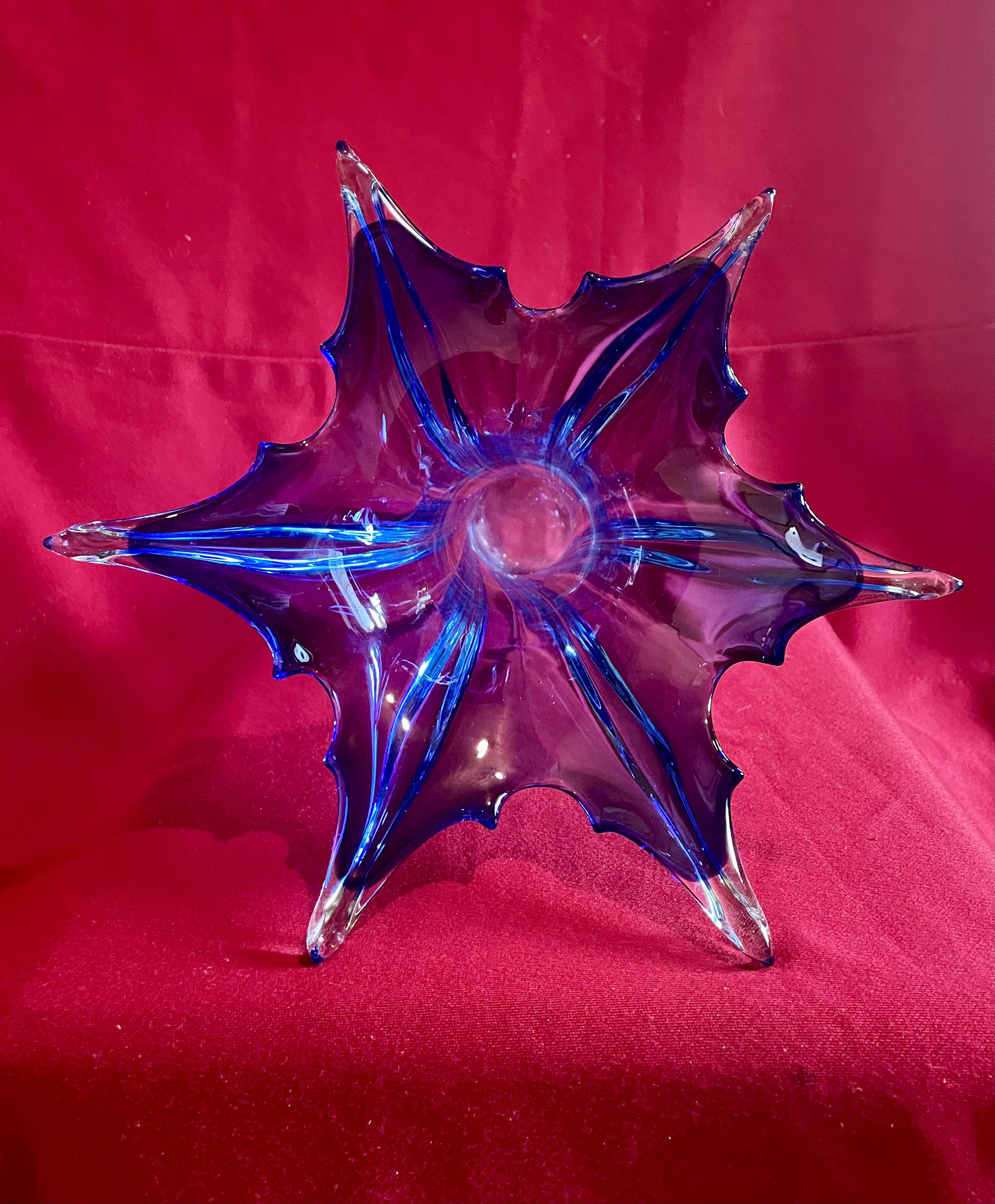 Large Murano vase, blown glass, cobalt blue