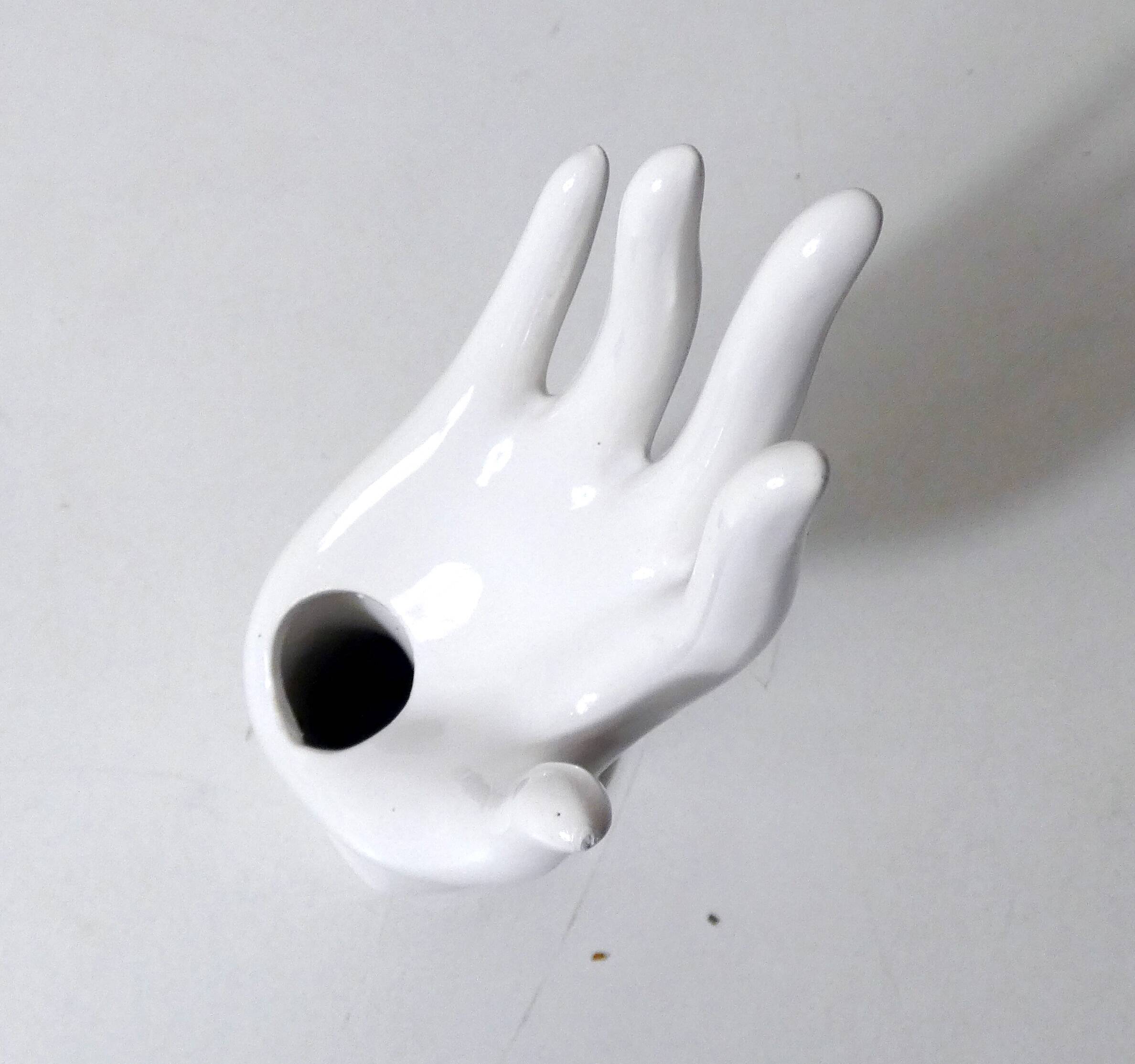 Vase, baguier main vintage en céramique blanche