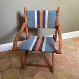 Children's folding armchair in wood and canvas