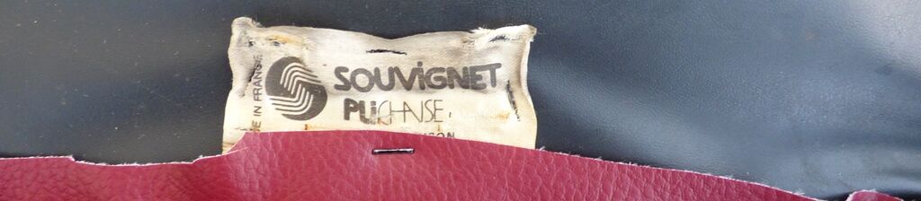 4 metal chairs with burgundy imitation leather seats from the Souvignet brand