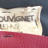 4 chaises métal avec assises en simili cuir bordeaux de marque souvignet