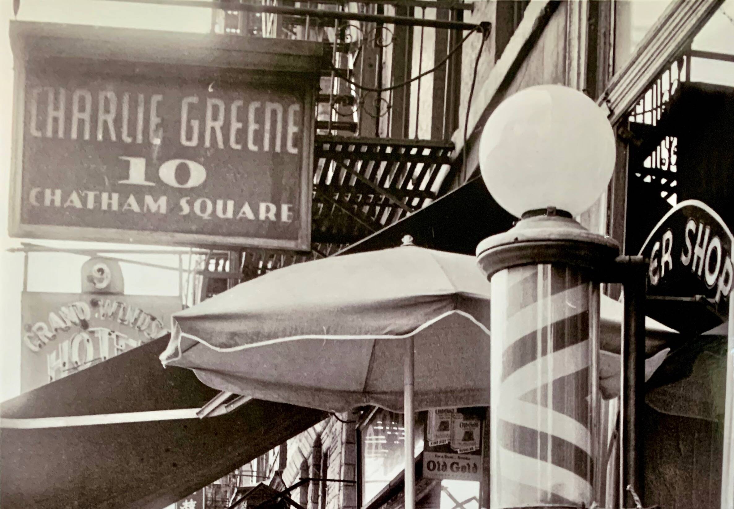 Timeless Street Scene – Barber Shop, Chatham Square, Chinatown (1956)