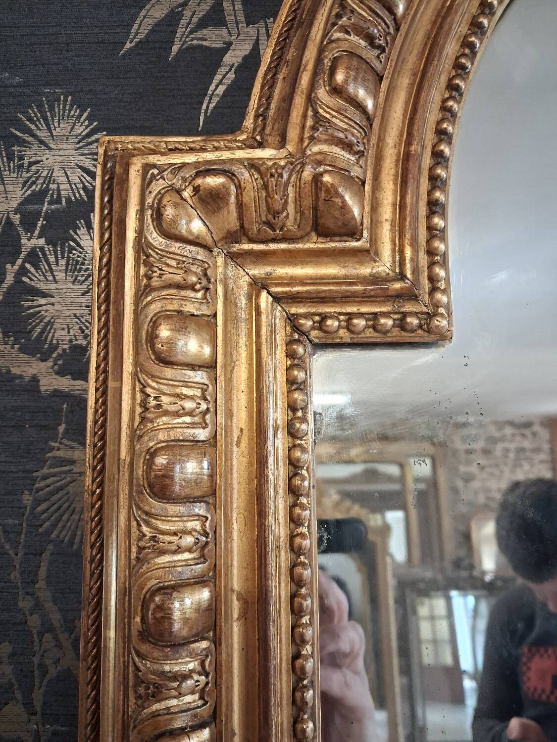 19th-century mirror, 2.04m x 1.25m.