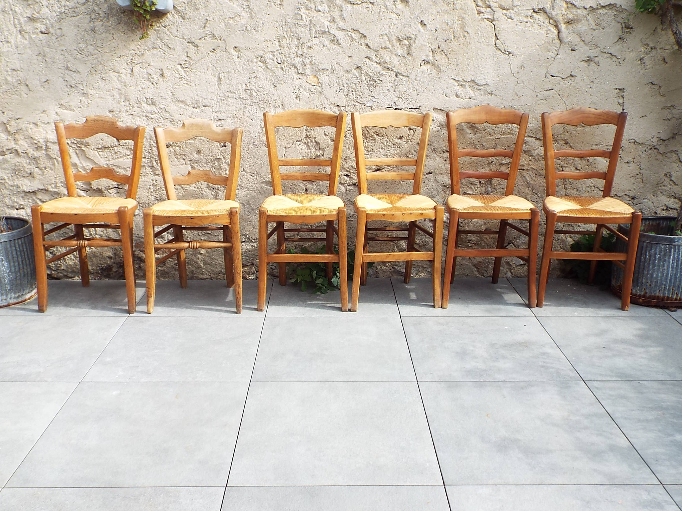 6 straw chairs