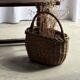 Large antique woven wicker basket with handle H45 L43 D25