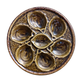 Vintage French oyster plate in Majolica from Saint Clément