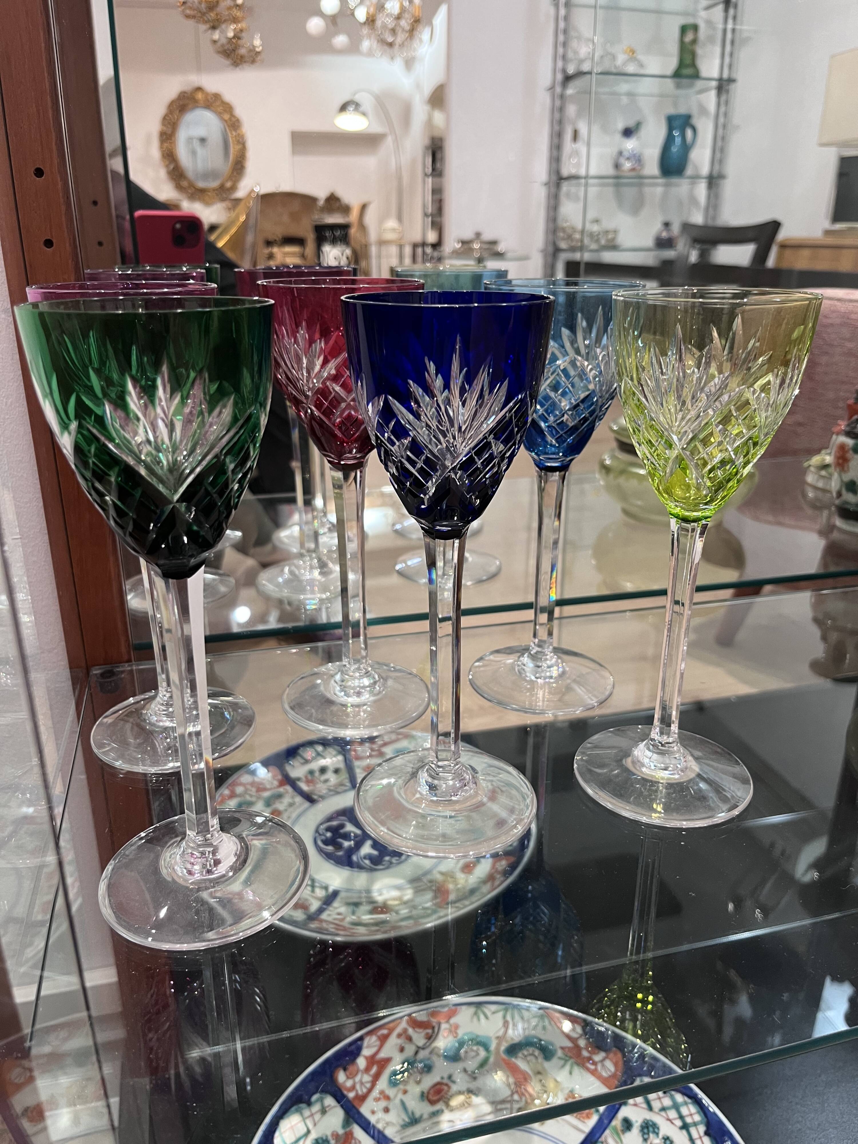 6 verres de couleurs saint Louis