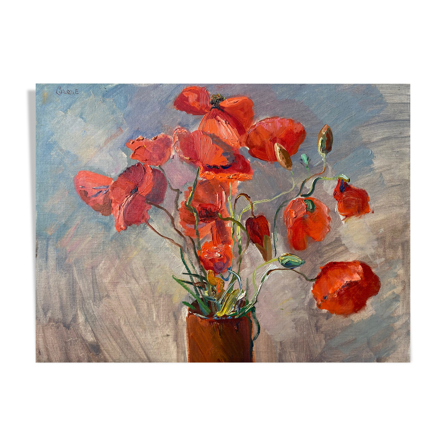 Table "Bouquet of poppies" HST/C signed CAROZZIE