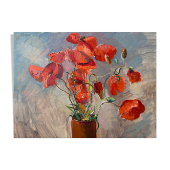Table "Bouquet of poppies" HST/C signed CAROZZIE