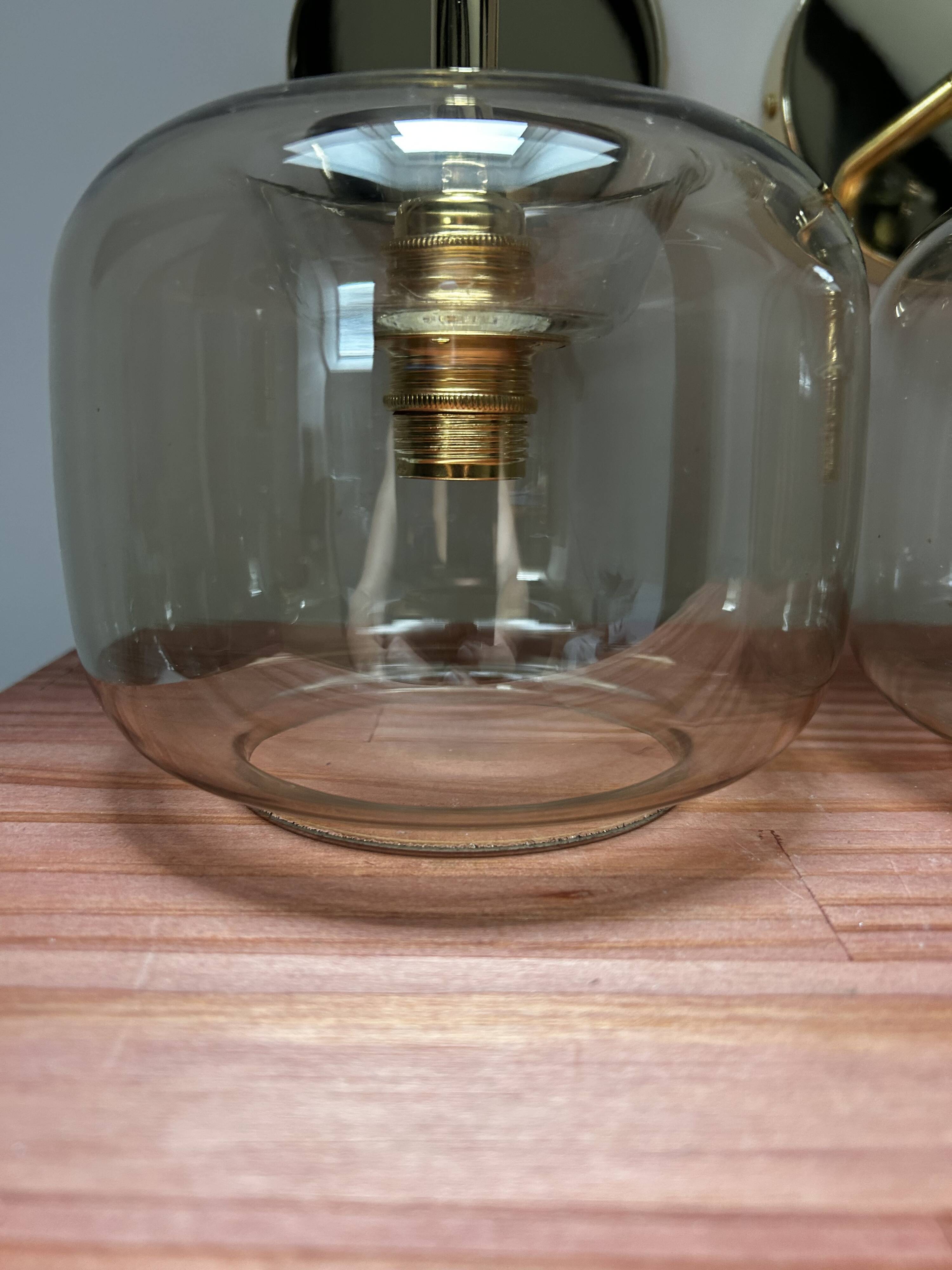 Pair of smoked glass wall lights