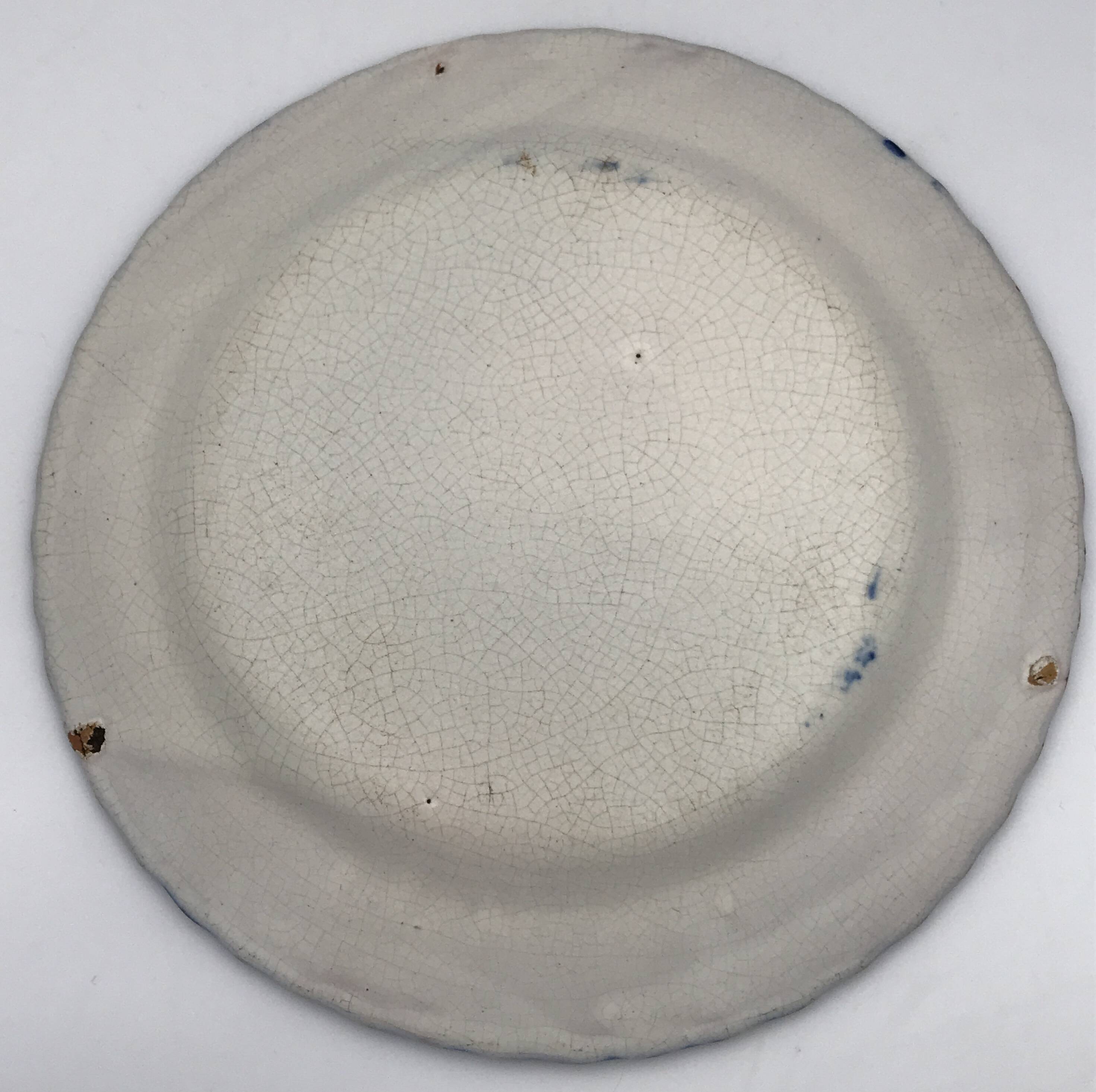 Antique auvillar earthenware plate decorated with basket of polychrome flowers