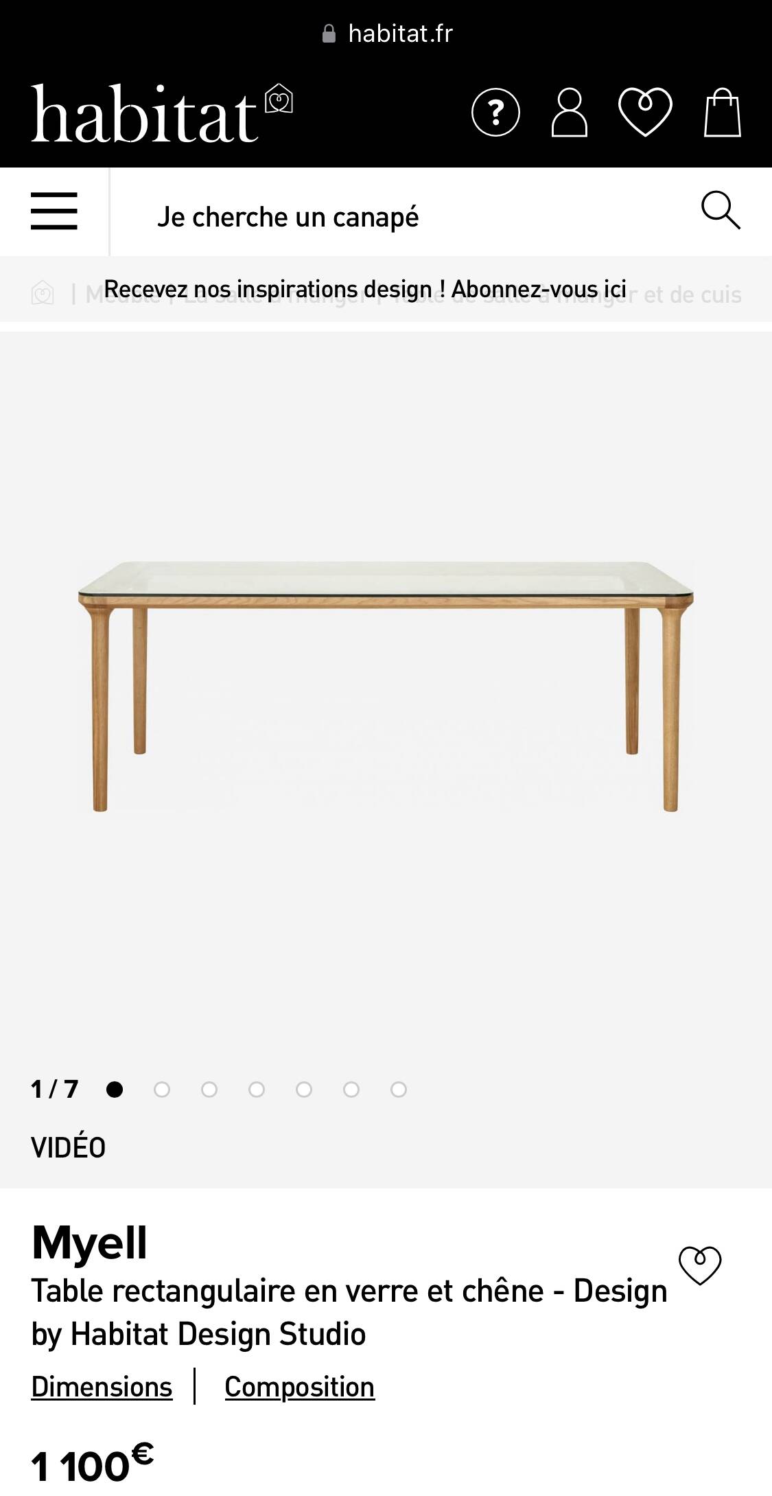 HABITAT "Myell" dining table