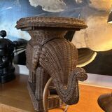 Table Elephant en rotin  dans le goût de Vivaï del Sud, Italie 1970