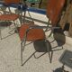 Set of 4 armchairs in chromed metal and brown imitation leather, circa 1960
