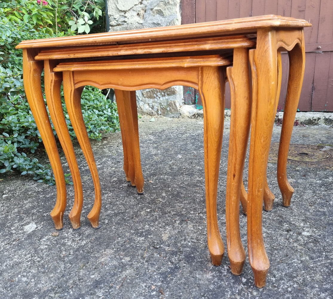 Louis XV style pull-out tables cannées, vintage, 60s