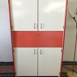 Stunning Formica Red and White Oblique Line Storage Furniture