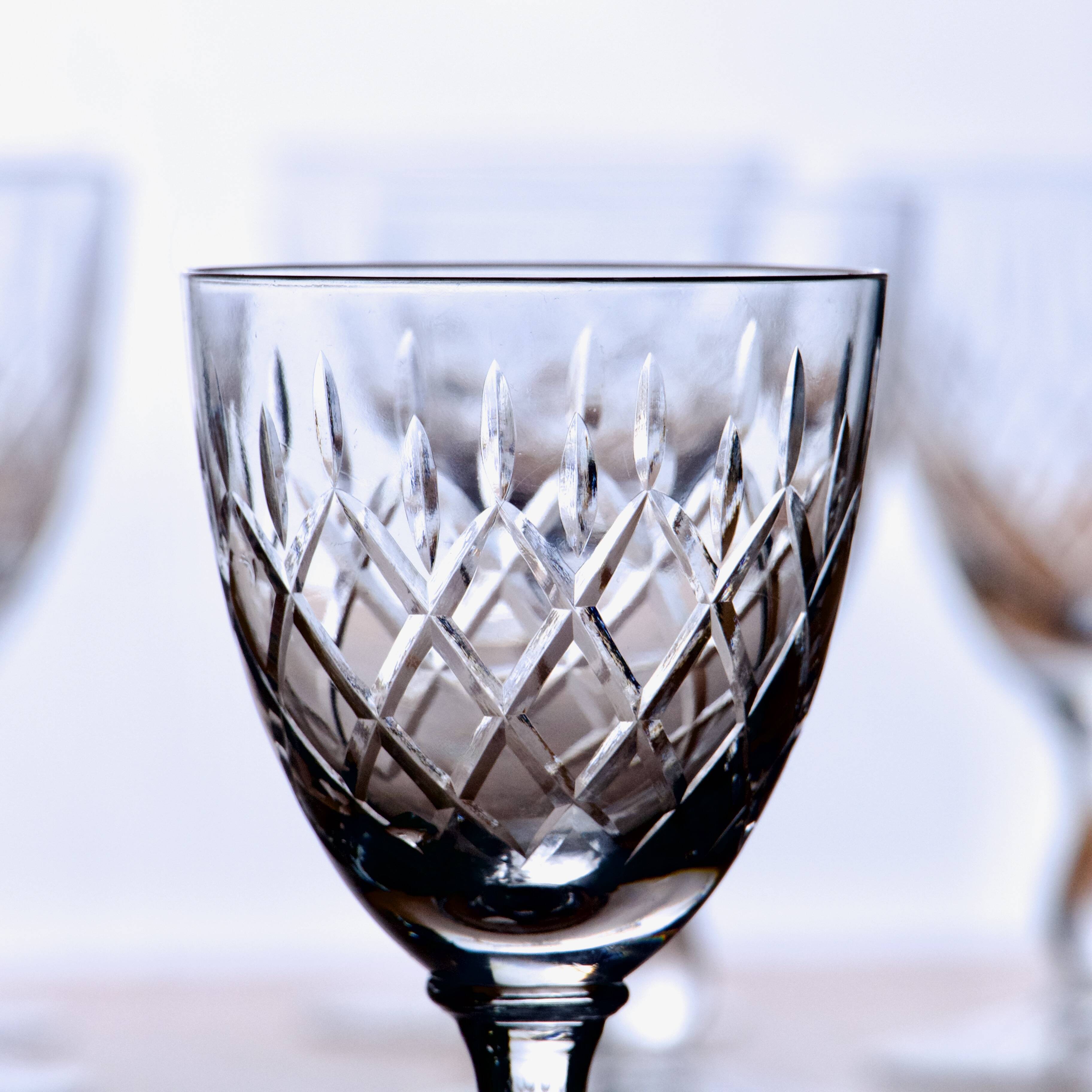 8 old crystal wine glasses house Orrefors Karolina collection