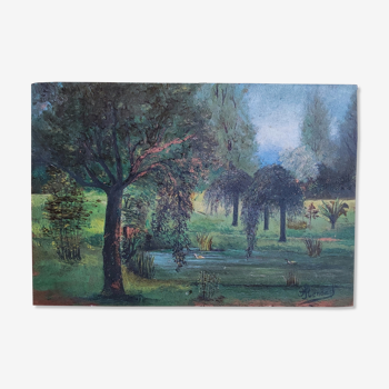 Renond, Landscape, oil on panel