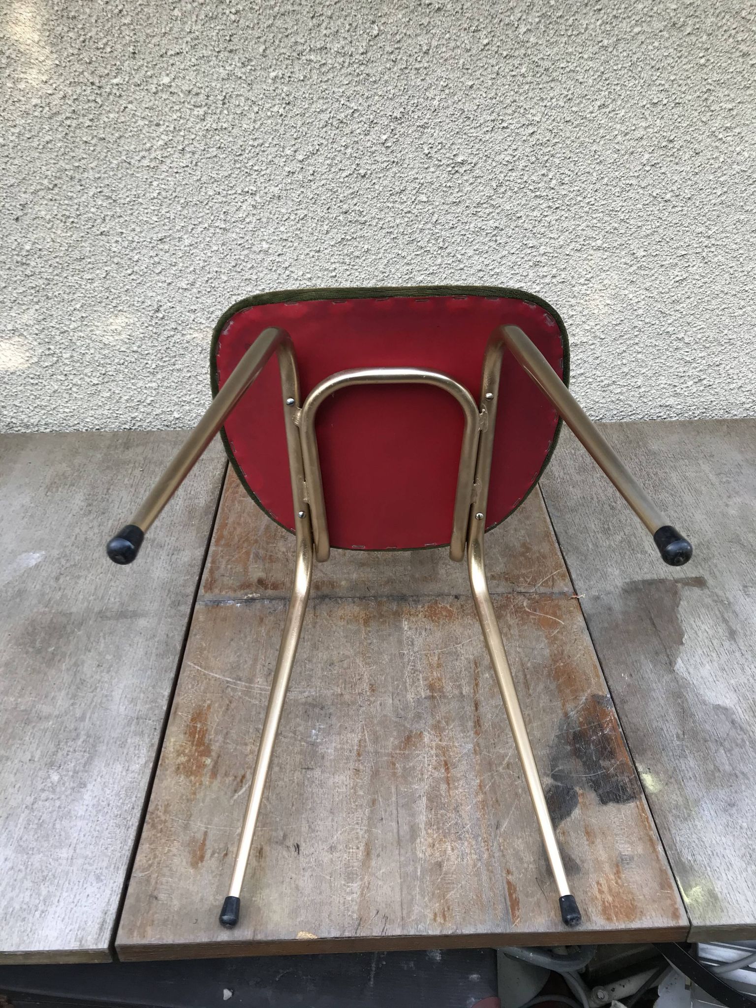 Pair of golden metal old chairs