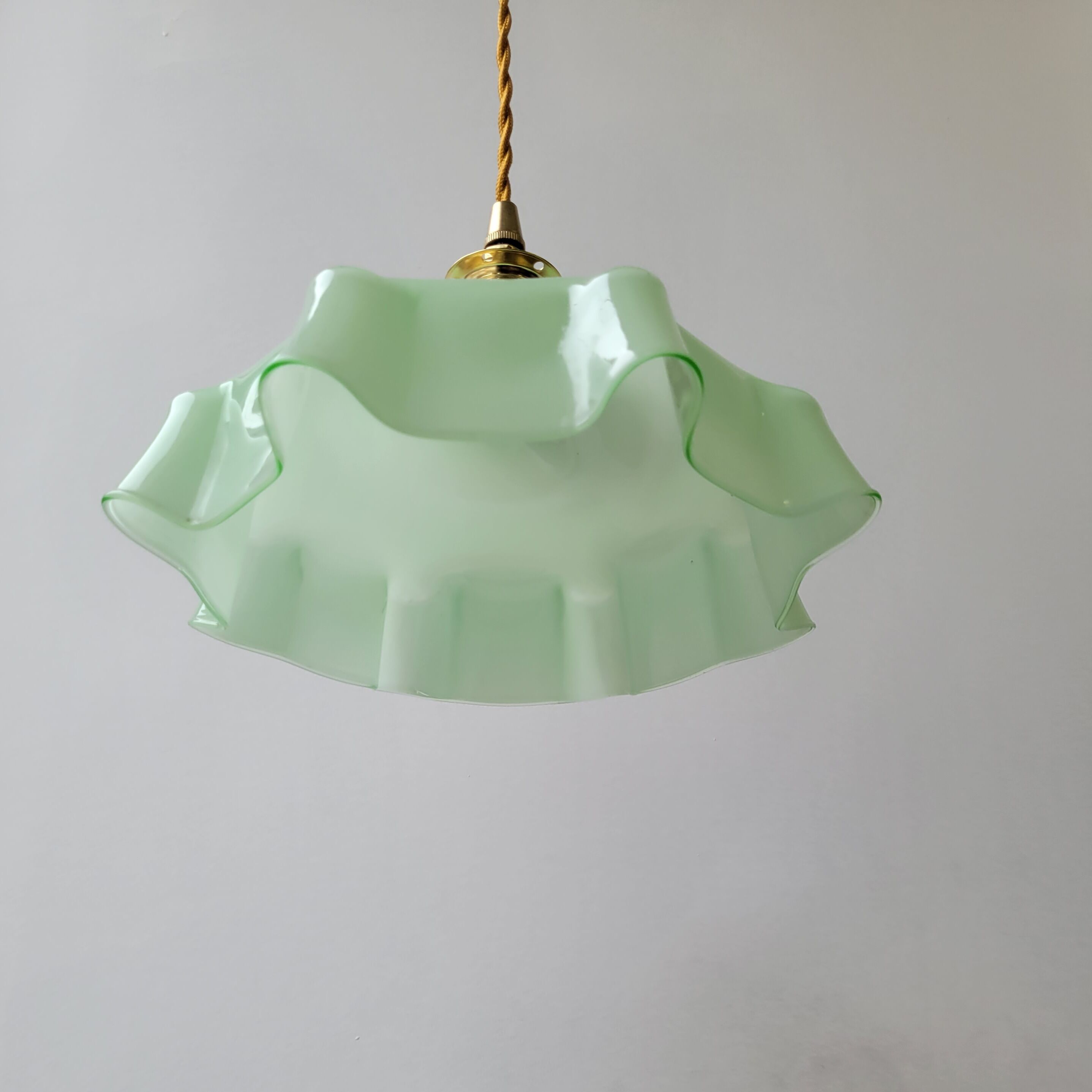 Green draped opaline pendant lamp
