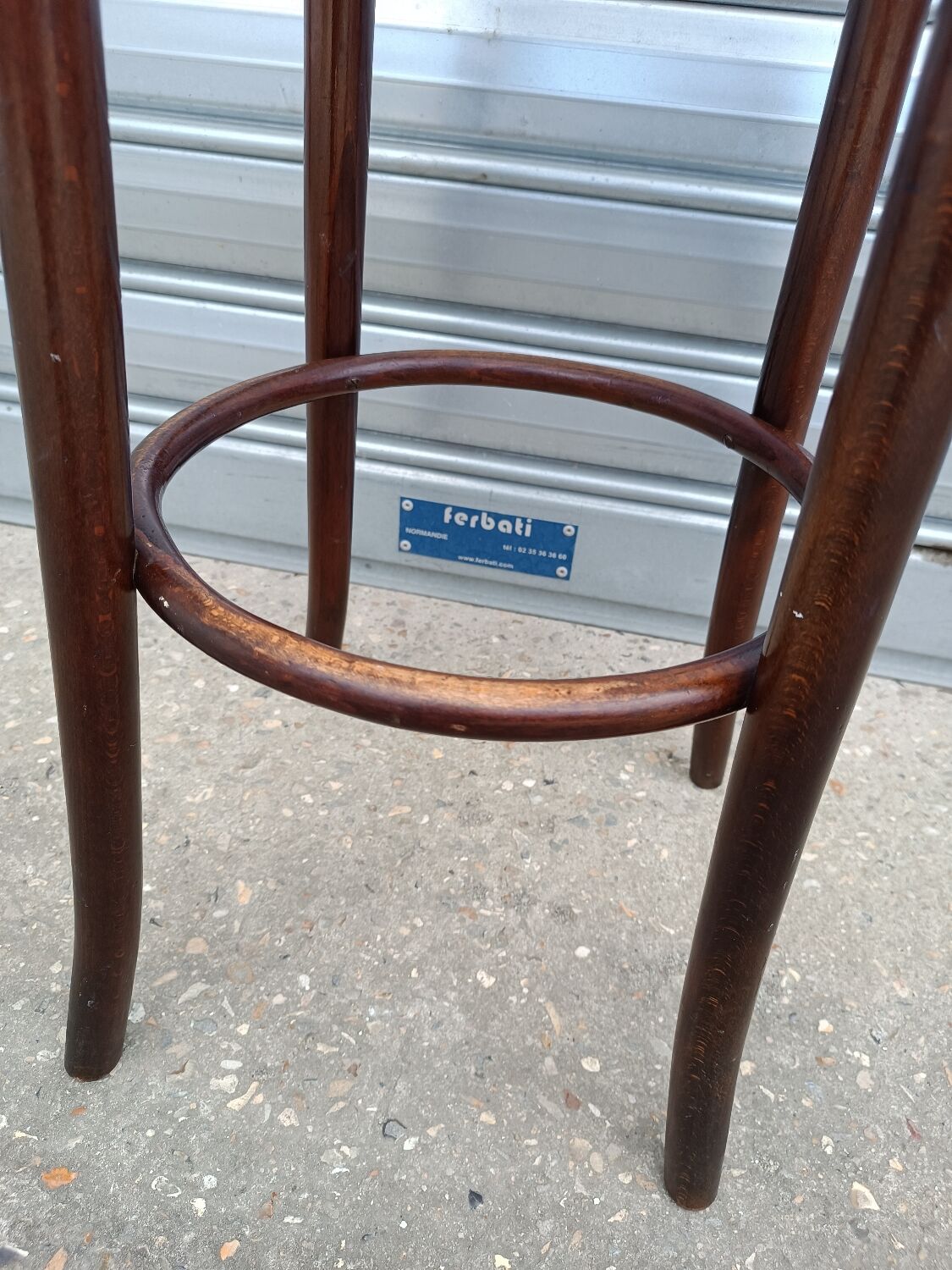 Wooden bistro stool and Baumann canning