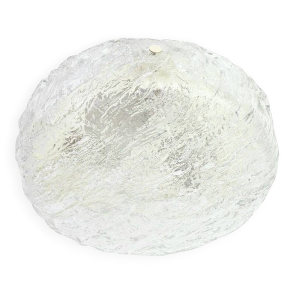 Grand plafonnier en verre de Murano glacé du milieu du siècle de Kaiser, années 1960