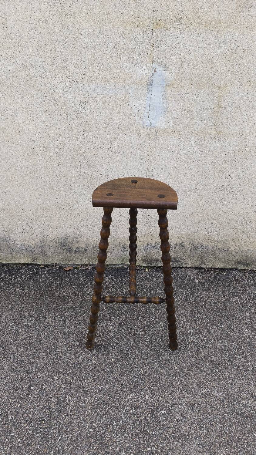 Solid wood tripod stool 1950
