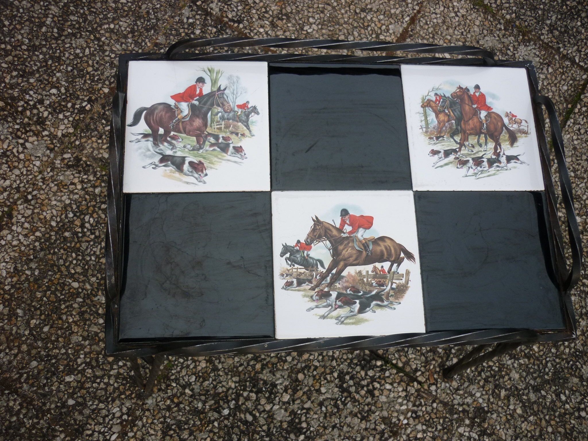 Vintage tiled wrought iron coffee table