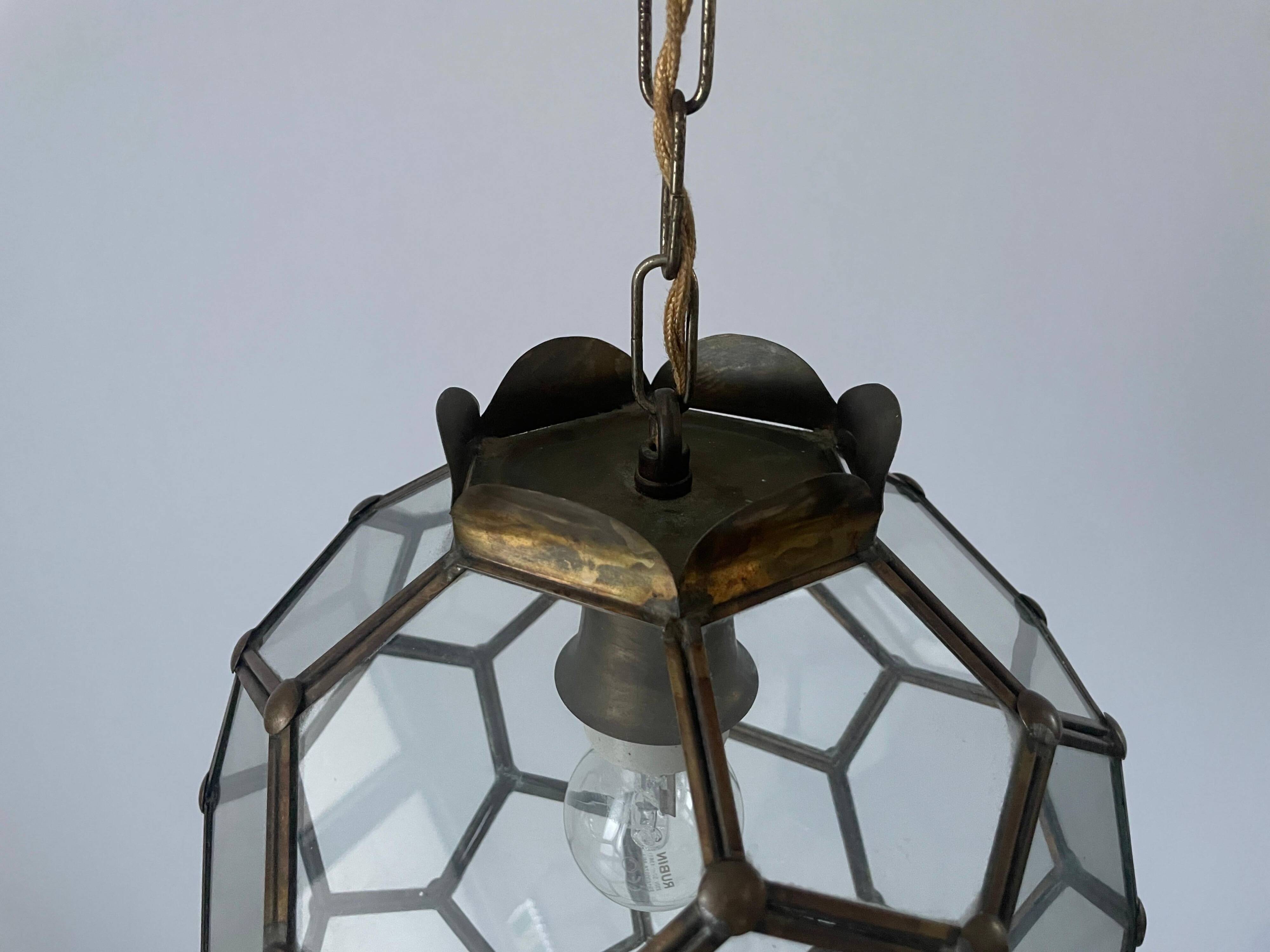 Italian Art Deco glass ceiling light in the shape of a honeycomb, 1950s, Italy.