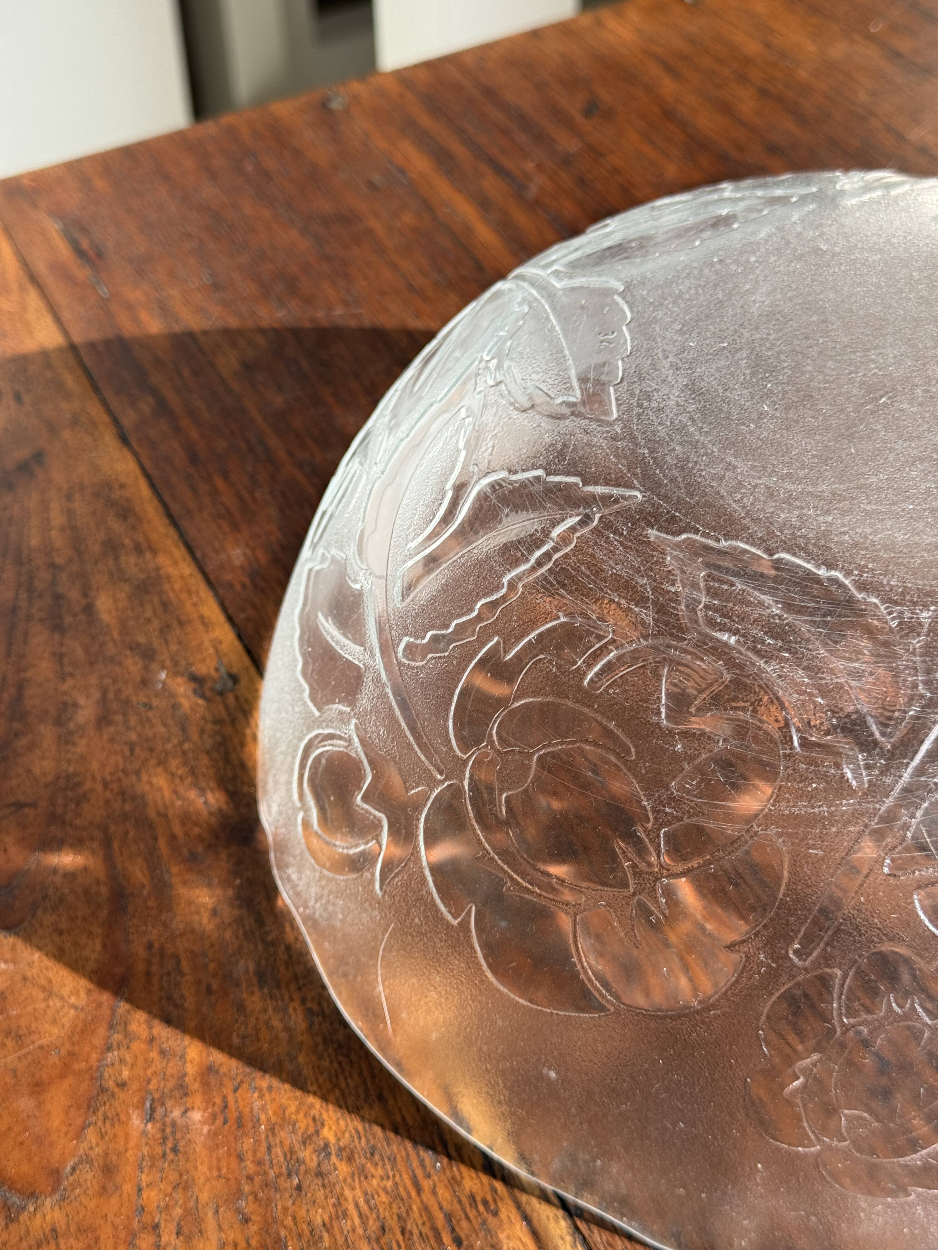 Vintage salad bowl with stylised rose pattern D23 H10