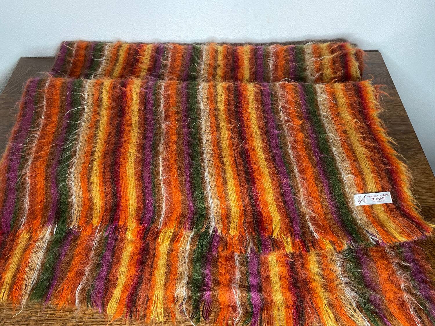 Brown mohair wool blanket/throw by Vian-Tiran.