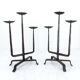 Pair of brutalist wrought iron candlesticks, France, three lights, signed