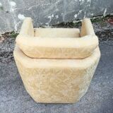 Cubist-inspired armchair with patterned fabric