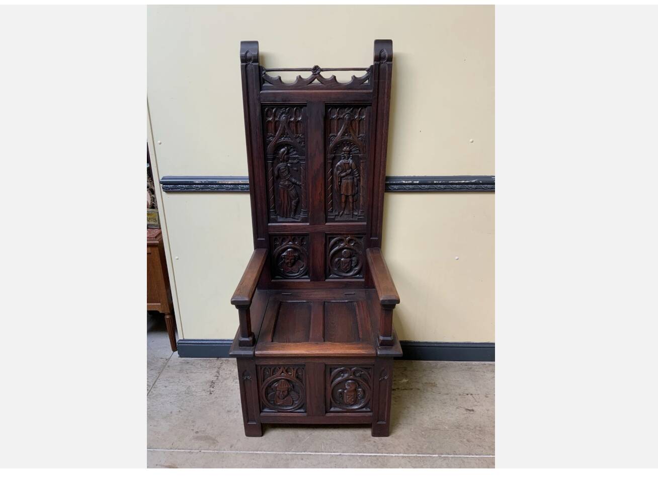 Antique - Chest Bench, - Neo-Gothic