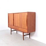 Danish design teak highboard with sliding doors, 1960s