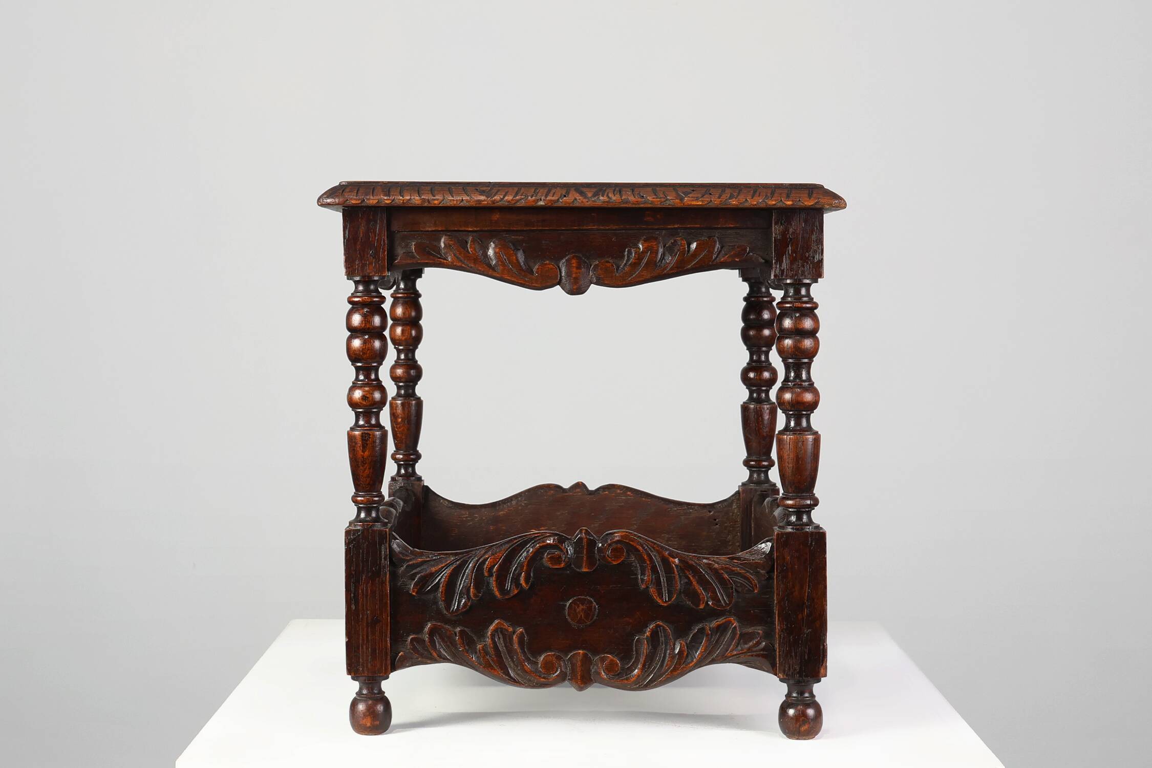 Oak carved square Side Table, Belgium 18th Century