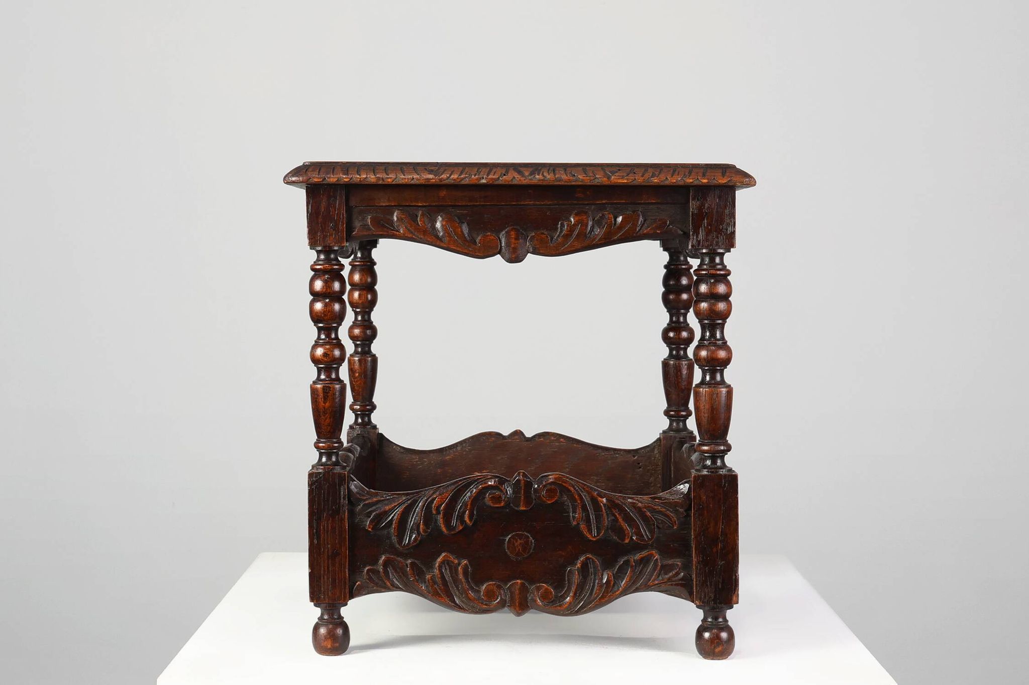 Oak carved square Side Table, Belgium 18th Century