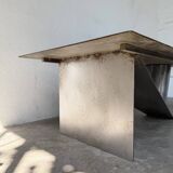 Handcrafted metal coffee table from the 1970s