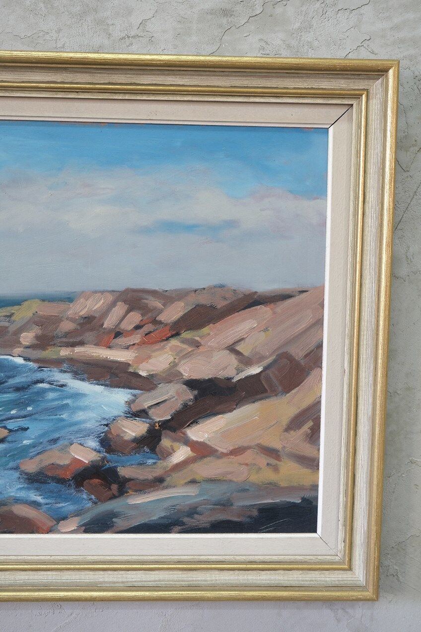 Tage Rudolf Ahlm, Swedish Modern Landscape, Oil on Panel, 1960s, Framed
