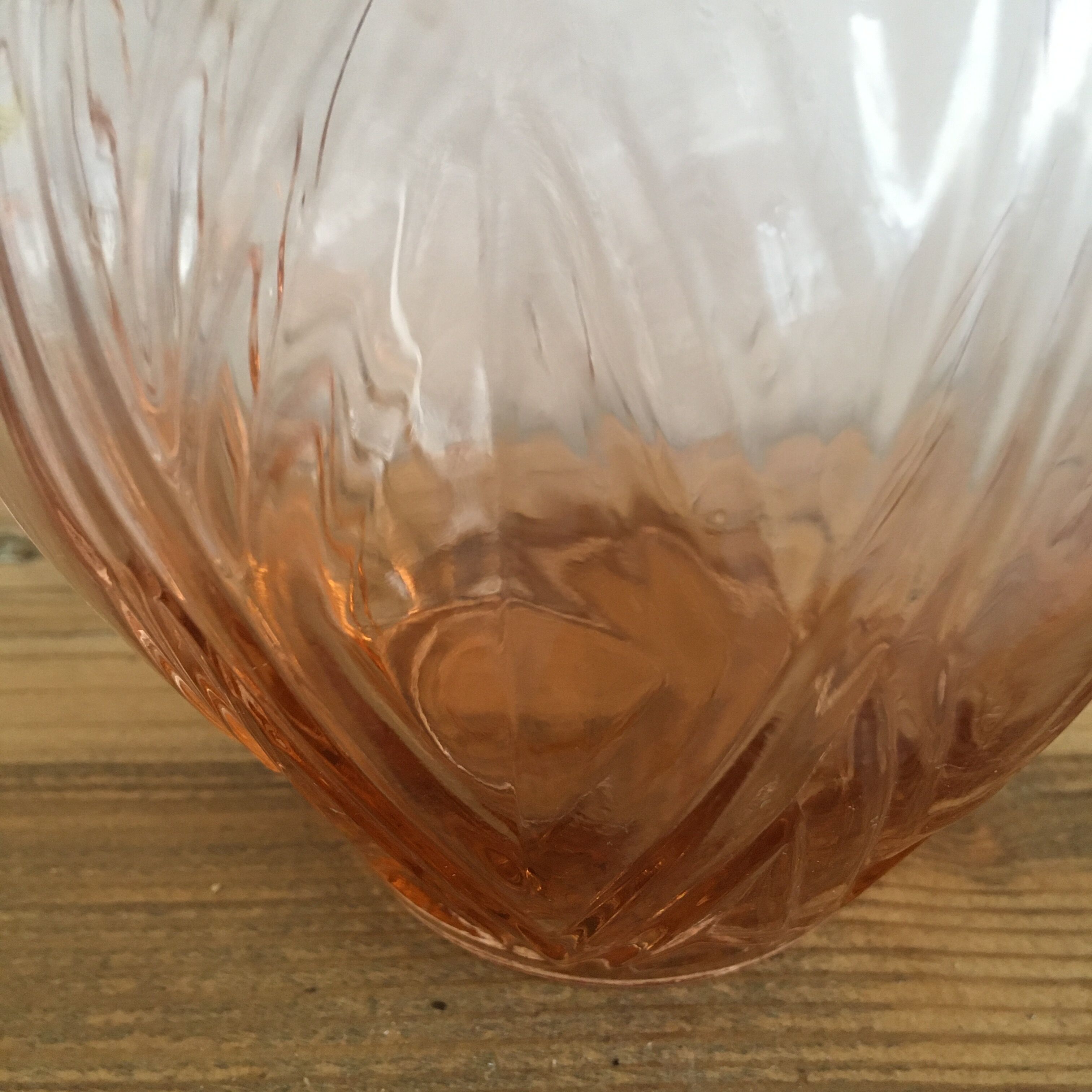 Pressed glass vase molded pink Art Deco