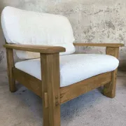Paire de fauteuils vintage en orme massif