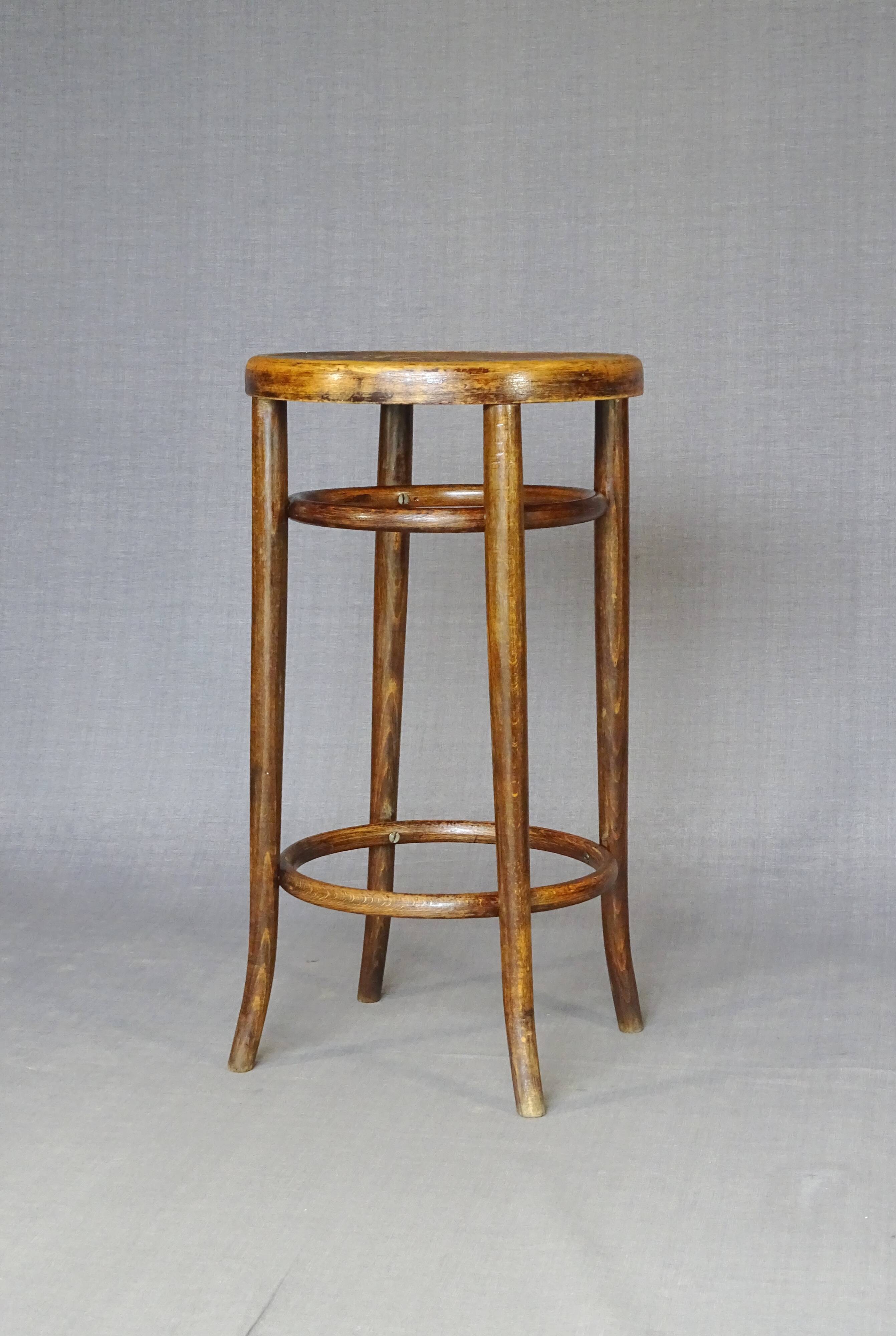 Fischel Stool No. 34 T from 1925, wooden seat - Bistro - not Thonet