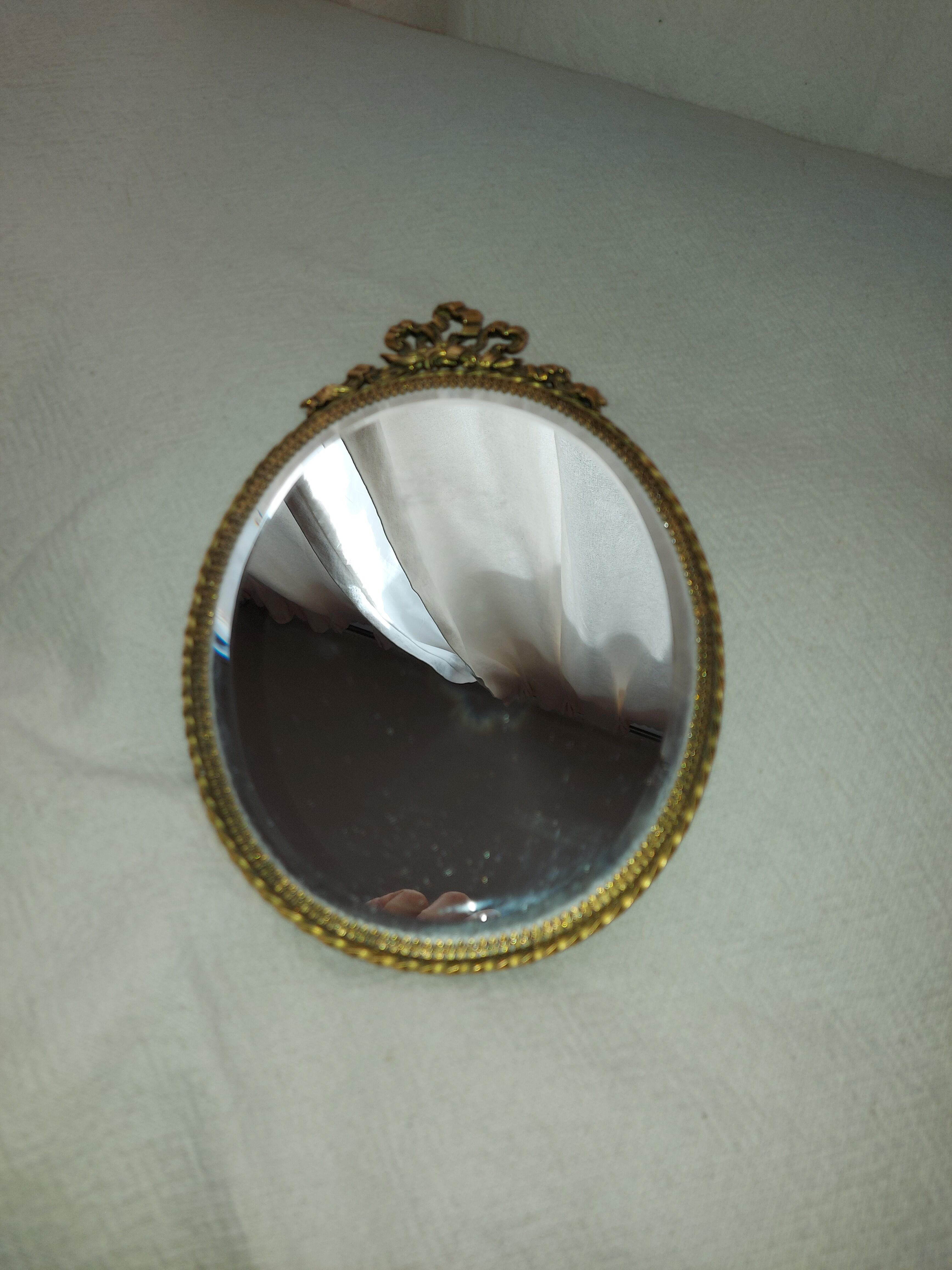 Miroir biseauté en laiton doré vintage -17x23cm