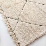 Moroccan Berber carpet blessed ouarain ecru with black diamonds engraved 300x202cm