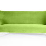 Canapé trois places en velours, années 60, pistache, restauré