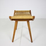 Mid-century wooden footstool/ ULUV, Czechoslovakia